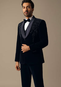 Blue Velvet Tuxedo Set For Men