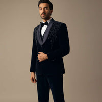 Blue Velvet Tuxedo Set For Men