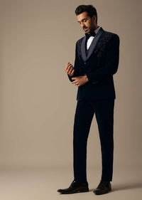 Blue Velvet Tuxedo Set For Men