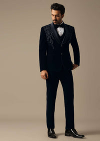 Blue Velvet Tuxedo Set For Men