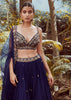 Blue blood Lehenga Choli With Hand Embroidered Crop Top Using Sequins And Beads In Floral Jaal Design