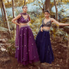 Blue blood Lehenga Choli With Hand Embroidered Crop Top Using Sequins And Beads In Floral Jaal Design