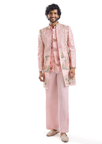Blush Pink Chanderi Indo Western Set