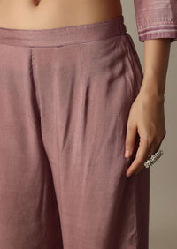 Blush Pink Cotton Silk Thread Work Kurti Pant Set