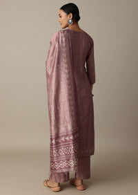 Blush Pink Cotton Silk Thread Work Kurti Pant Set