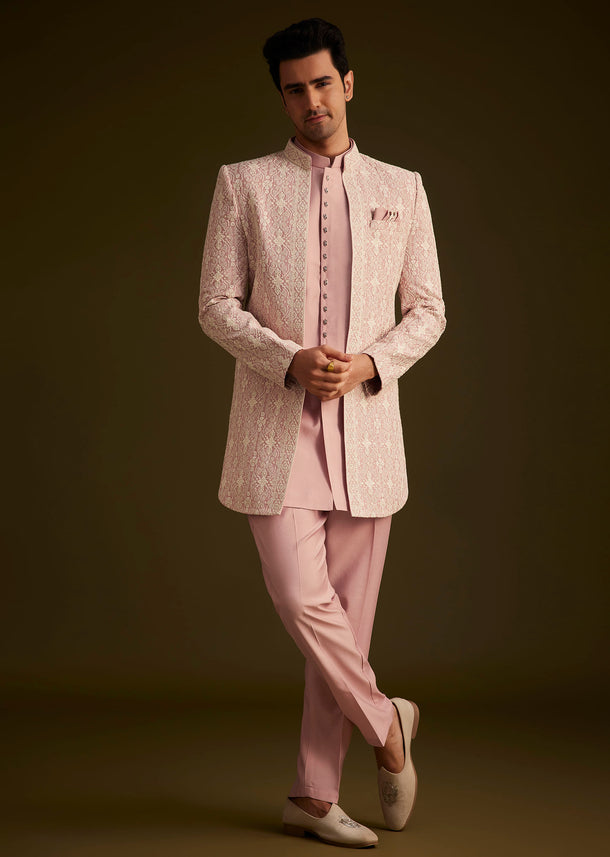 Blush Pink Embroidered Indo Western Set