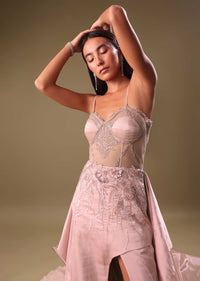 Blush Pink Embroidered Organza Gown