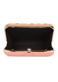 Blush pink hand embroidered capsule clutch