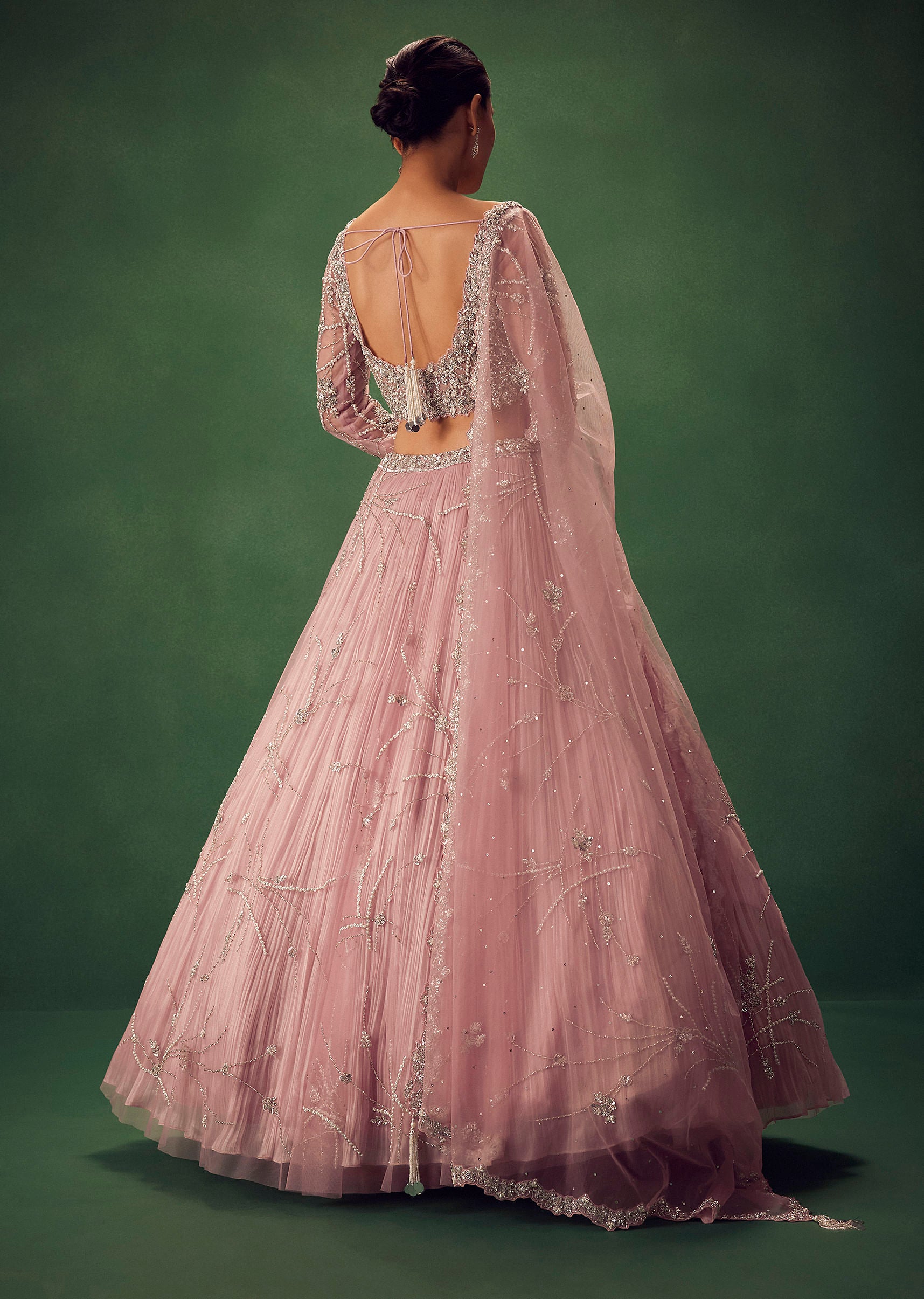 Blush Pink Hand Embroidered Lehenga Set