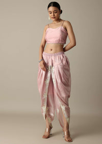 Blush Pink Organza Gotta Patti Work Dhoti Set