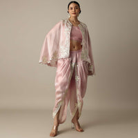 Blush Pink Organza Gotta Patti Work Dhoti Set