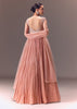 Blush Pink Ruched Anarkali Gown With Dupatta