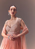 Blush Pink Ruched Anarkali Gown With Dupatta