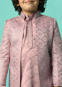 Blush Pink Sherwani Set For Boys