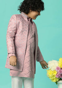 Blush Pink Sherwani Set For Boys