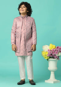 Blush Pink Sherwani Set For Boys