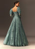 Blusih Grey Sequins Gown With Corset Blouse And Symmetrical Sleeves