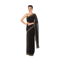 Bold black Cut dana sequin Georgette saree only on Kalki