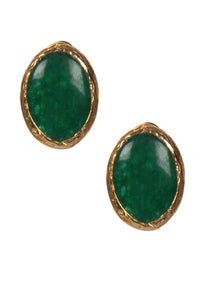 Bottle Green Emerald Stone Studs only on Kalki
