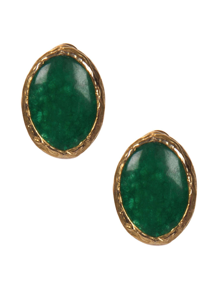 Bottle Green Emerald Stone Studs only on Kalki