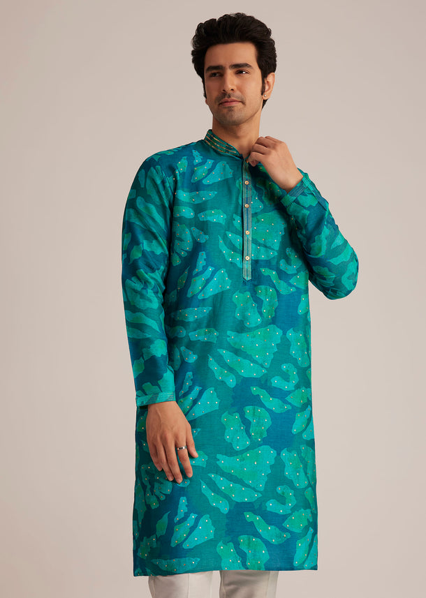 Bottle Green Printed Kurta Set