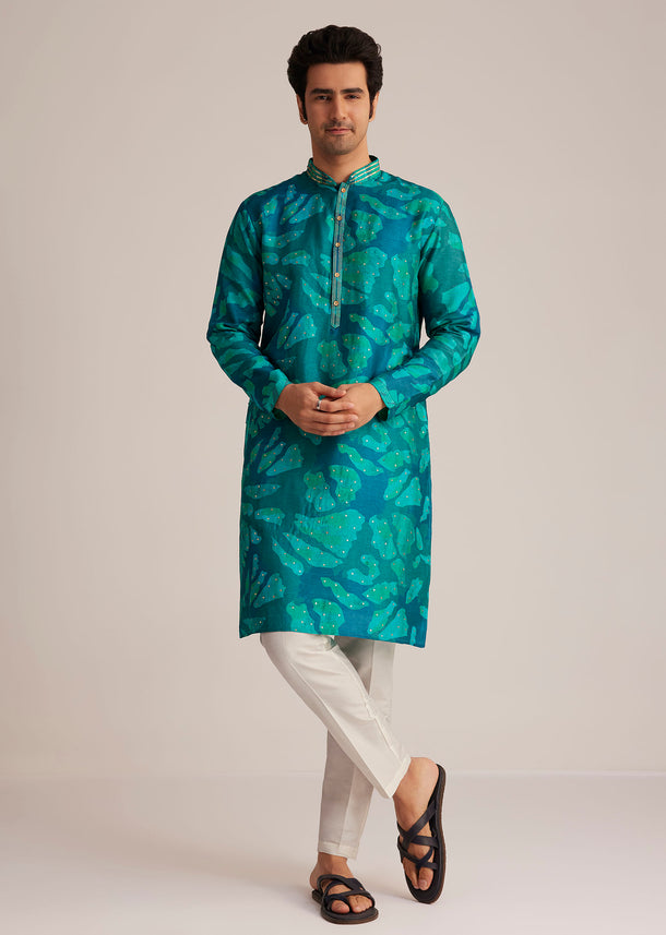 Bottle Green Printed Kurta Set