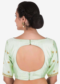 Bottle Green Saree With Mustard Blouse Carved In Heavy Cut Dana Embroidery Work Online - Kalki Fashion