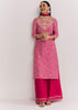 Pink Leheriya Zardosi Work Kurta Palazzo Suit