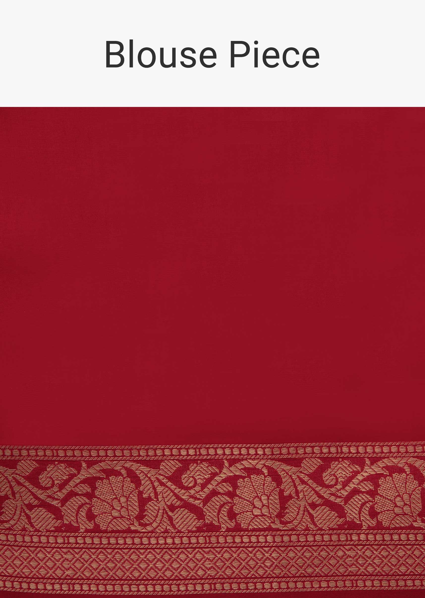 Bright red saree in chanderi silk with weaved jaal and floral butti