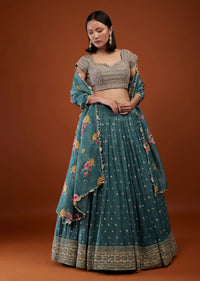 Airforce Blue Lehenga With Embroidery