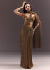 Brown Pre Stitched Crystal Embroidered Saree