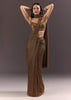 Brown Pre Stitched Crystal Embroidered Saree