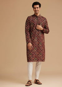 Brown Printed Kurta Set