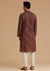 Brown Printed Kurta Set