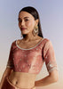 Brown Rust Crush Tissue Saree With Gota And Beads Embroidery