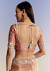 Brown Rust Crush Tissue Saree With Gota And Beads Embroidery