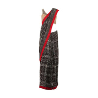 Brown and cream saree in jaal print only on Kalki