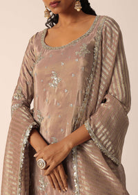 Brown Chanderi Kurta Sharara Set