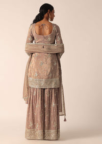 Brown Chanderi Kurta Sharara Set