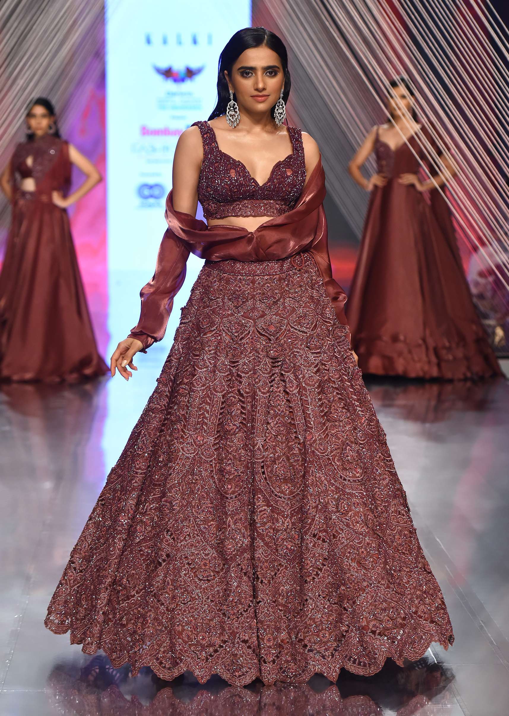 Cherry Crop Top And Lehenga Set In Sequins Embroidery, Crop Top Comes In Sleeveless With A Sweetheart Neckline