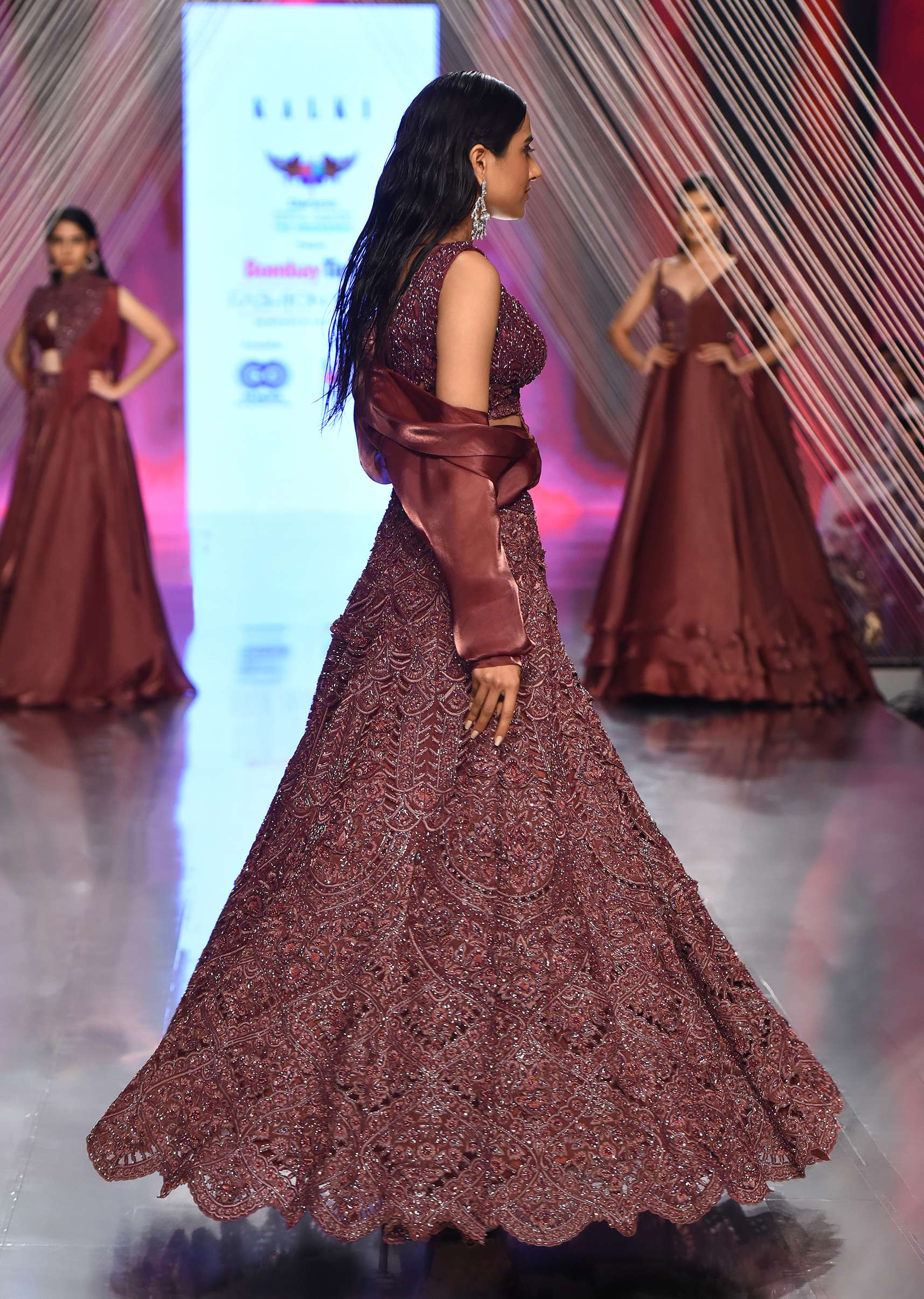 Cherry Crop Top And Lehenga Set In Sequins Embroidery, Crop Top Comes In Sleeveless With A Sweetheart Neckline