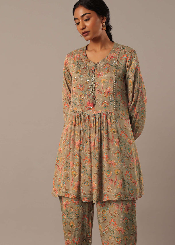 Brown Floral Print co ord set