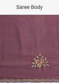 Brown Jacquard Saree With Cut Dana Embroidery