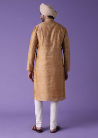 Brown Kurta Set In Jacquard Fabric With Geometric Print