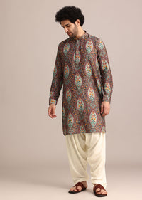 Brown Printed Kurta And Patiala Salwar Set