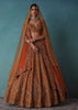 Brown Raw Silk Bridal Lehenga Set With Hand Embroidery