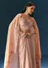 Brown Scallop Embroidered Cape With Bustier And Draped Skirt