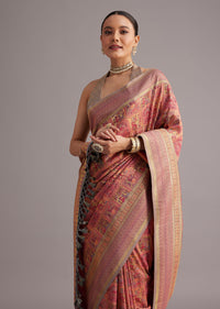 Brown Silk Saree With Woven Work