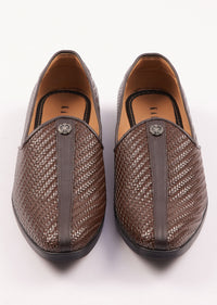 Brown Textured Juttis For Men