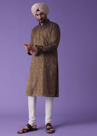 Brown Two Tone Kurta Set In Foil Jacquard